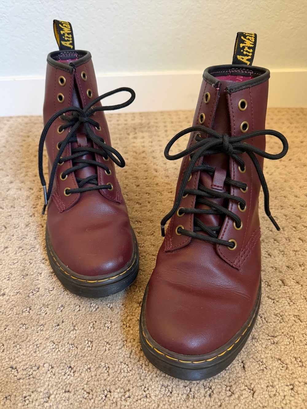 Dr. Martens Women's Burgundy Leather Lace-Up Boots Sz USM 5/USF 6